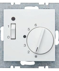 Temp.-Regler mit Öffner, Z.-Stk., Wippsc h. u. LED S.1 polarweiß, glänzend