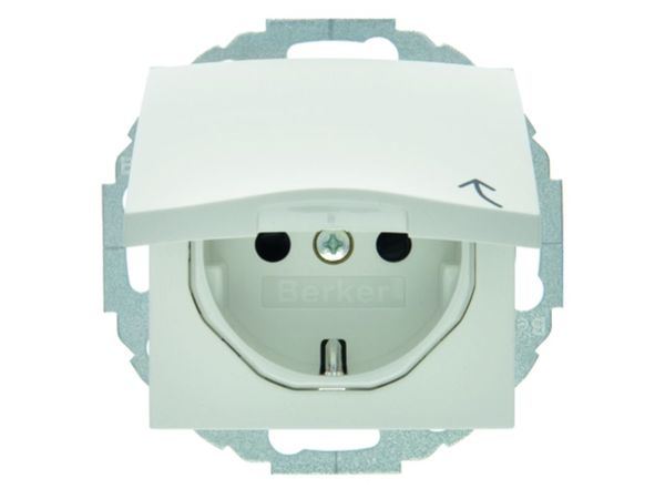 Steckdose SCHUKO mit Klappdeckel u. erh. BS S.1/B.3/B.7 polarweiß matt – Bild 2