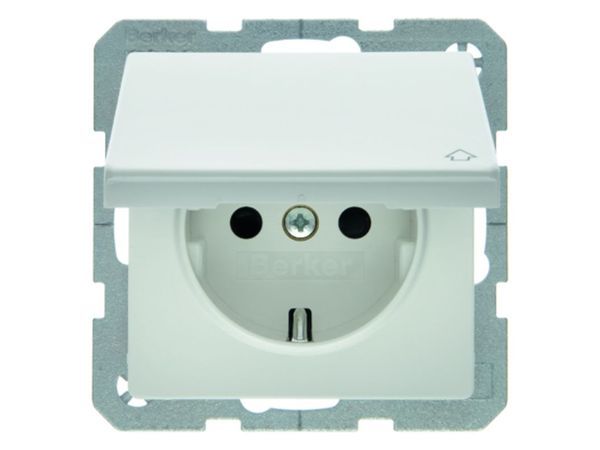 Steckdose SCHUKO mit Klappdeckel Q.1/Q.3 /Q.7 polarweiß samt