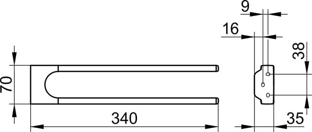 Keuco Moll Handtuchhalter 2-armig 34 cm chrom – Bild 3