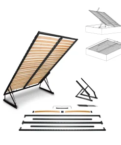 Lattenrost 120×200 cm mit Bettkasten – Lift mit Gasdruckfedern & Stahlrahmen