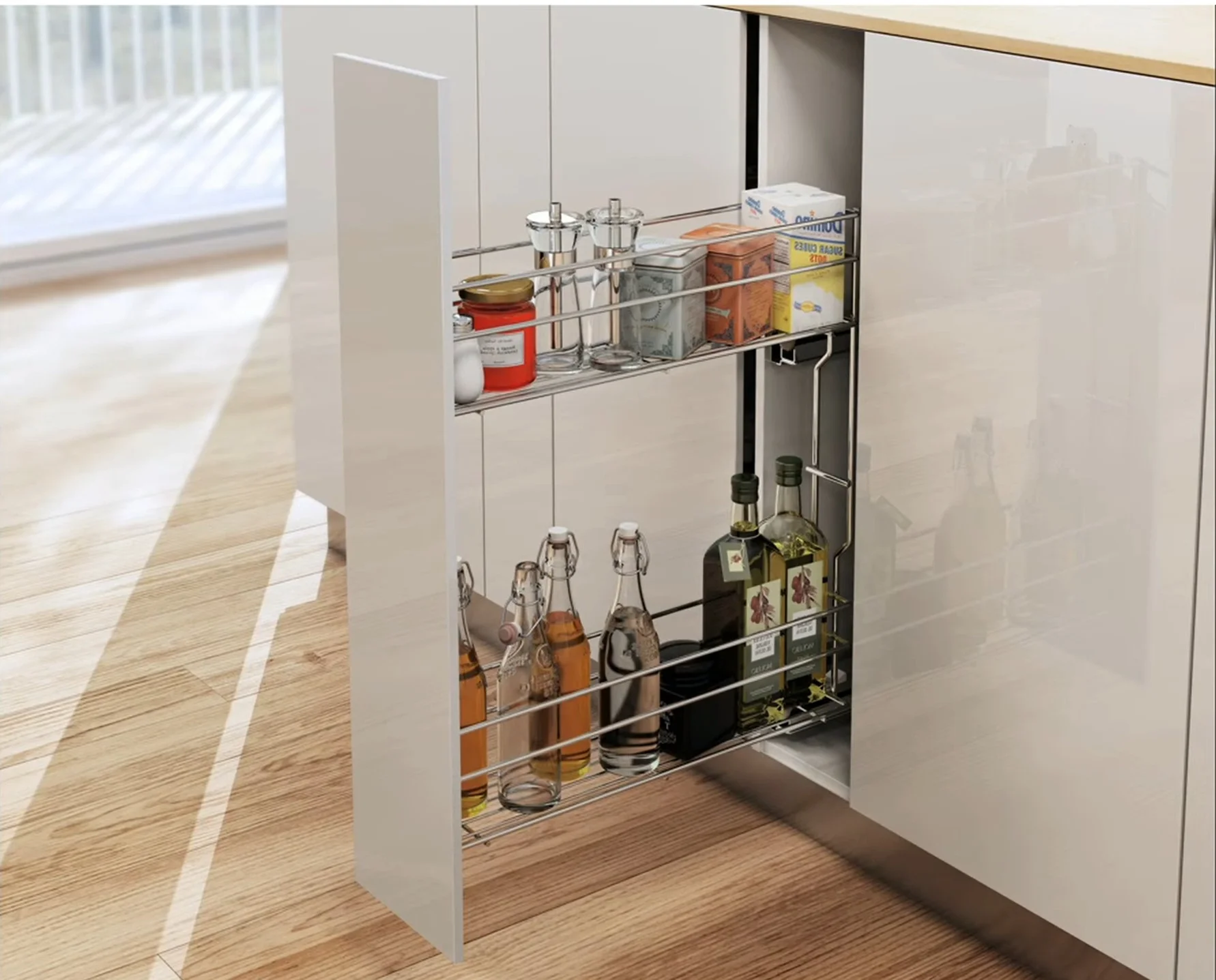 Unterschrankauszug 15 cm Soft-Close – 2 Etagen, Chrom, montage rechts | Prima Online – Bild 6