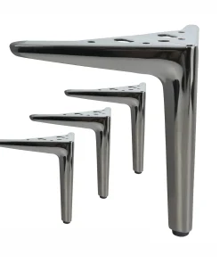 Möbelfuß Schwarzchrom glänzend aus Stahl – Höhe 12 cm