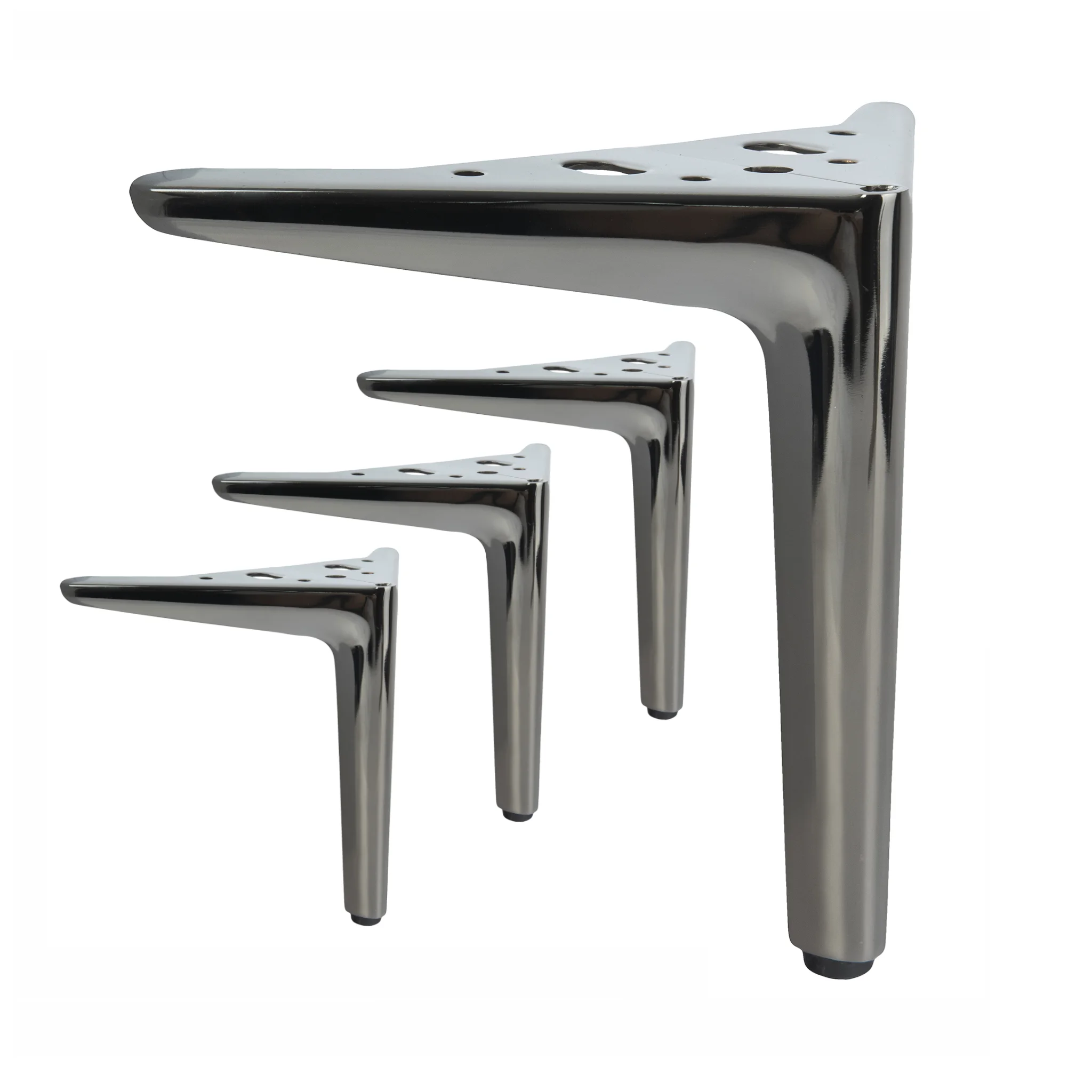 Möbelfuß Schwarzchrom glänzend aus Stahl – Höhe 12 cm