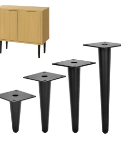 Metallfüße Möbel schwarz matt – Schrankfüße gerade, Höhe 10–23 cm
