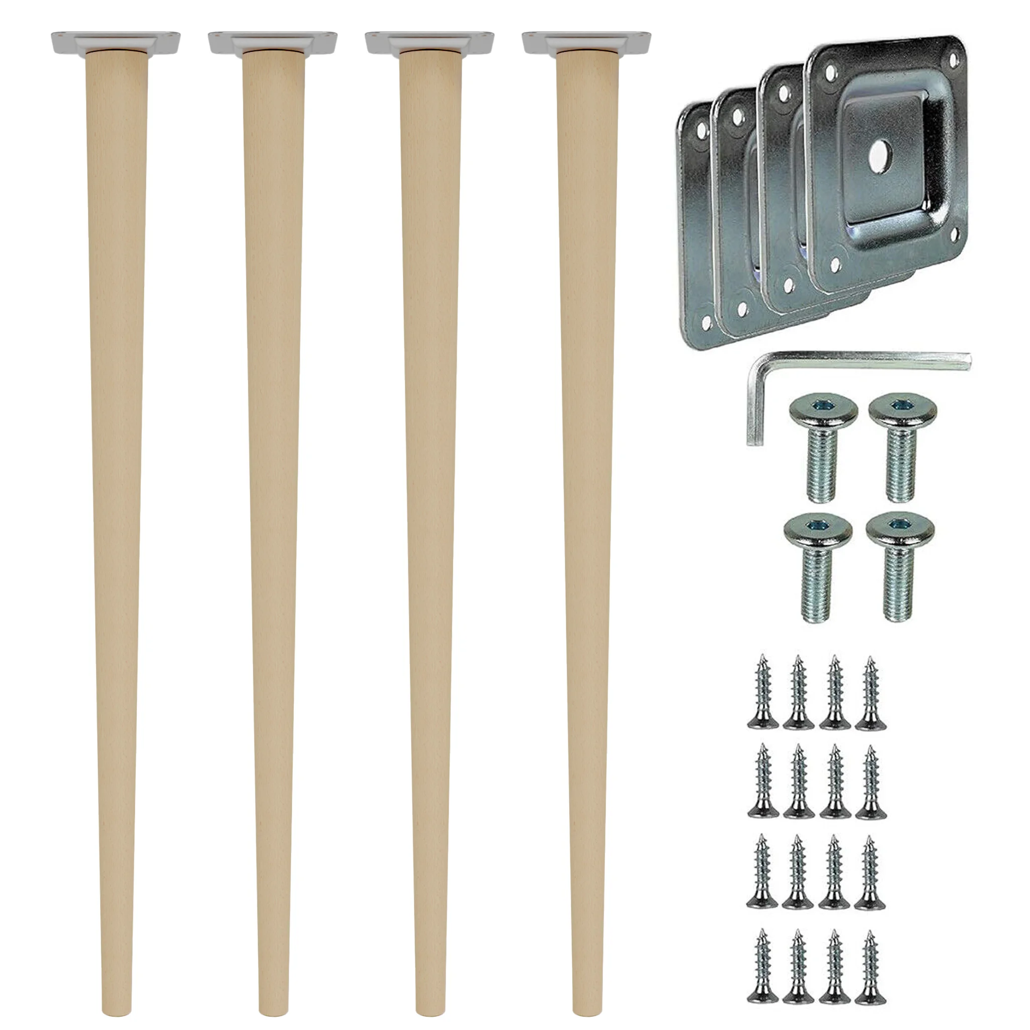 Möbelfuß Holz Buche 68 cm – konisch, Massivholz, inkl. Montageset | 1er oder 4er Set – Bild 5