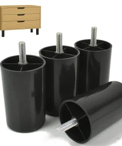 Möbelfüße rund Höhe 80 mm – Schwarz mit M8 Gewinde