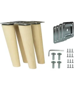 Möbelfüße Holz Konisch schräg – 4er-Set, Höhe 6–68 cm, inkl. Montagesystem TYP2