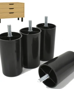 Möbelfüße rund Höhe 90 mm – Schwarz mit M8 Gewinde