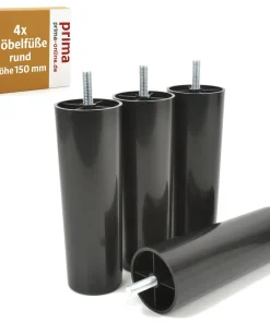 Möbelfüße rund Höhe 150 mm – Schwarz mit M8 Gewinde