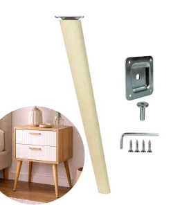 45 cm Möbelfuße Holz Schräg – Buche konisch, inkl. Montageset TYP 2