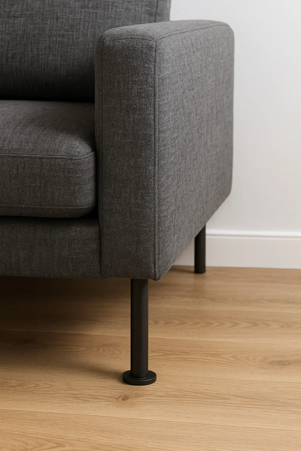 Möbelfuß Metall Schwarz 21cm – Ø 20mm Stahlrohr, Ø 40 mm Bodenteller, 15mm Höhenausgleich – Bild 5