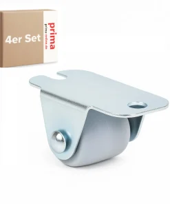 4er Set Kastenrolle Möbel Bockrollen H: 21mm Gummirad Ø16 mm ohne Bremse
