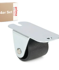 4er Set Kastenrolle Möbel Bockrollen H: 21mm Kunststoffrad Ø 17 mm ohne Bremsen