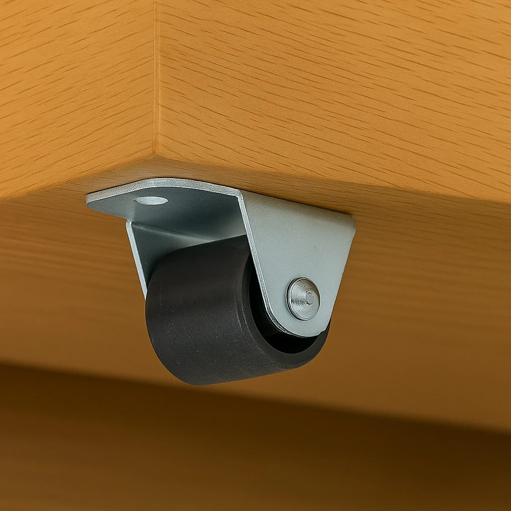 4er Set Kastenrolle Möbel Bockrollen H: 21mm Kunststoffrad Ø 17 mm ohne Bremsen – Bild 5