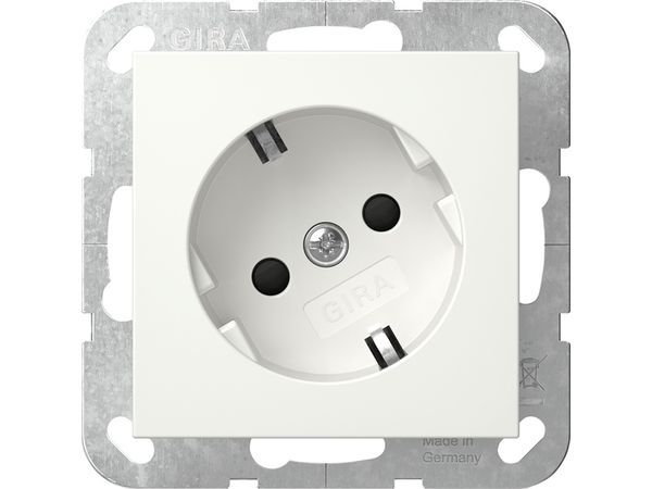 SCHUKO-Steckdose 16 A 250 V~ mit um 30 gedrehtem Einsatz und Shutter System 55 Reinweiß glänzend