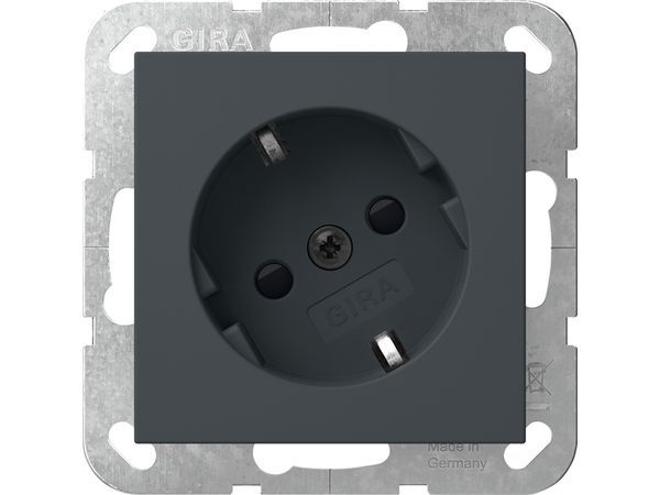 SCHUKO-Steckdose 16 A 250 V~ mit um 30 gedrehtem Einsatz und Shutter System 55 Anthrazit