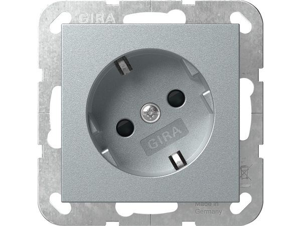 SCHUKO-Steckdose 16 A 250 V~ mit um 30 gedrehtem Einsatz und Shutter System 55 Farbe Alu