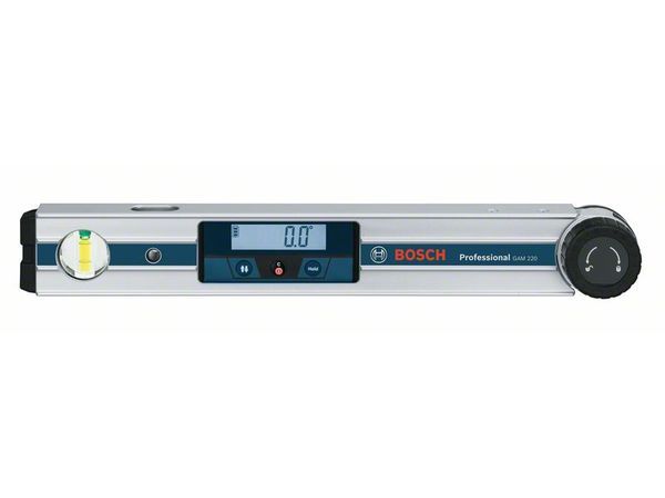 Winkelmesser GAM 220. Exakte und einfache Winkelmessung. Schnelle und präzise Ermittlung von Winkeln. Exakte Übertragung der Winkel auf Werkstücke durch mechanische Feststellschraube möglich. Im Lieferumfang enthalten: 4x 1,5 V-LR6-Batterie (AA) – Bild 2