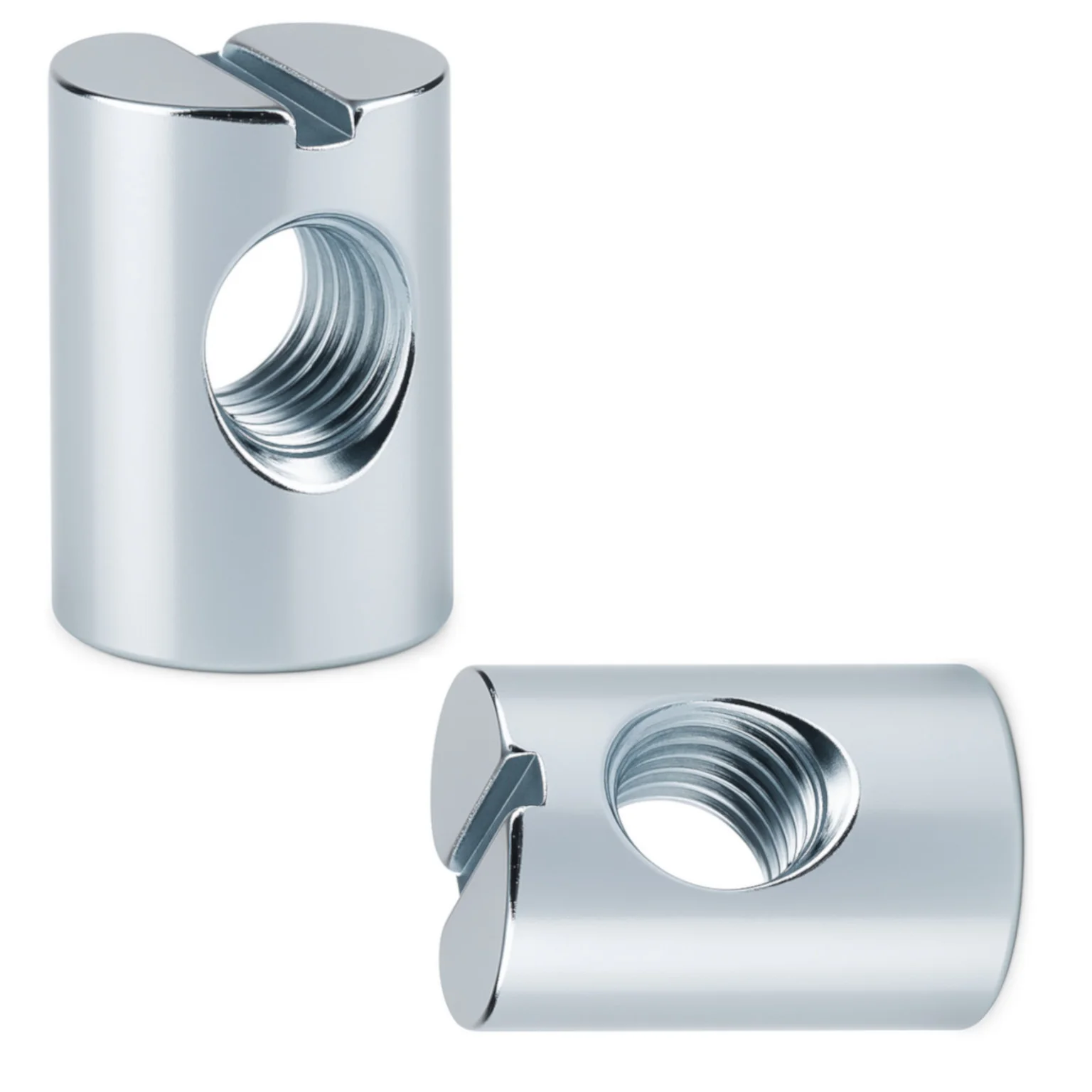 Quermutter M6 10×16 mm – Zylindermutter verzinkt, symmetrisch mit Schlitz