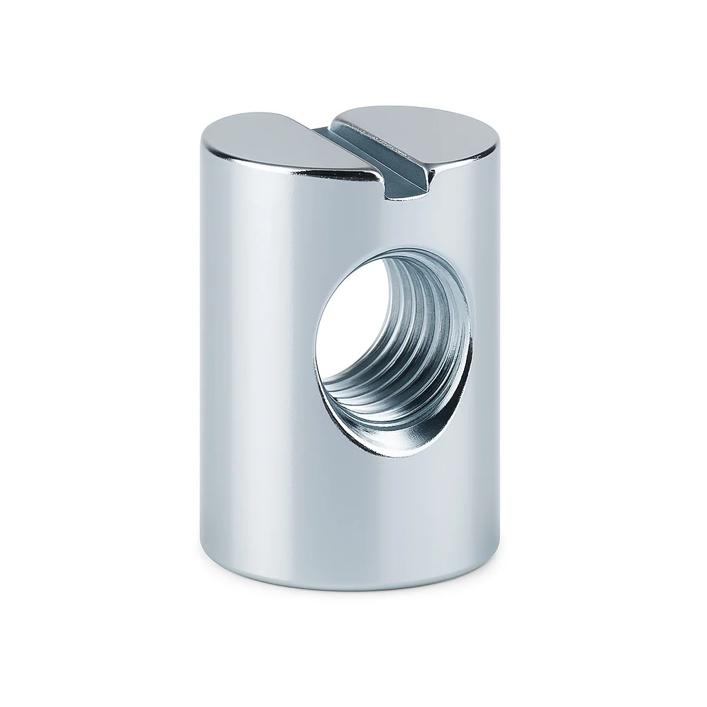 Quermutter M6 10×16 mm – Zylindermutter verzinkt, symmetrisch mit Schlitz – Bild 6