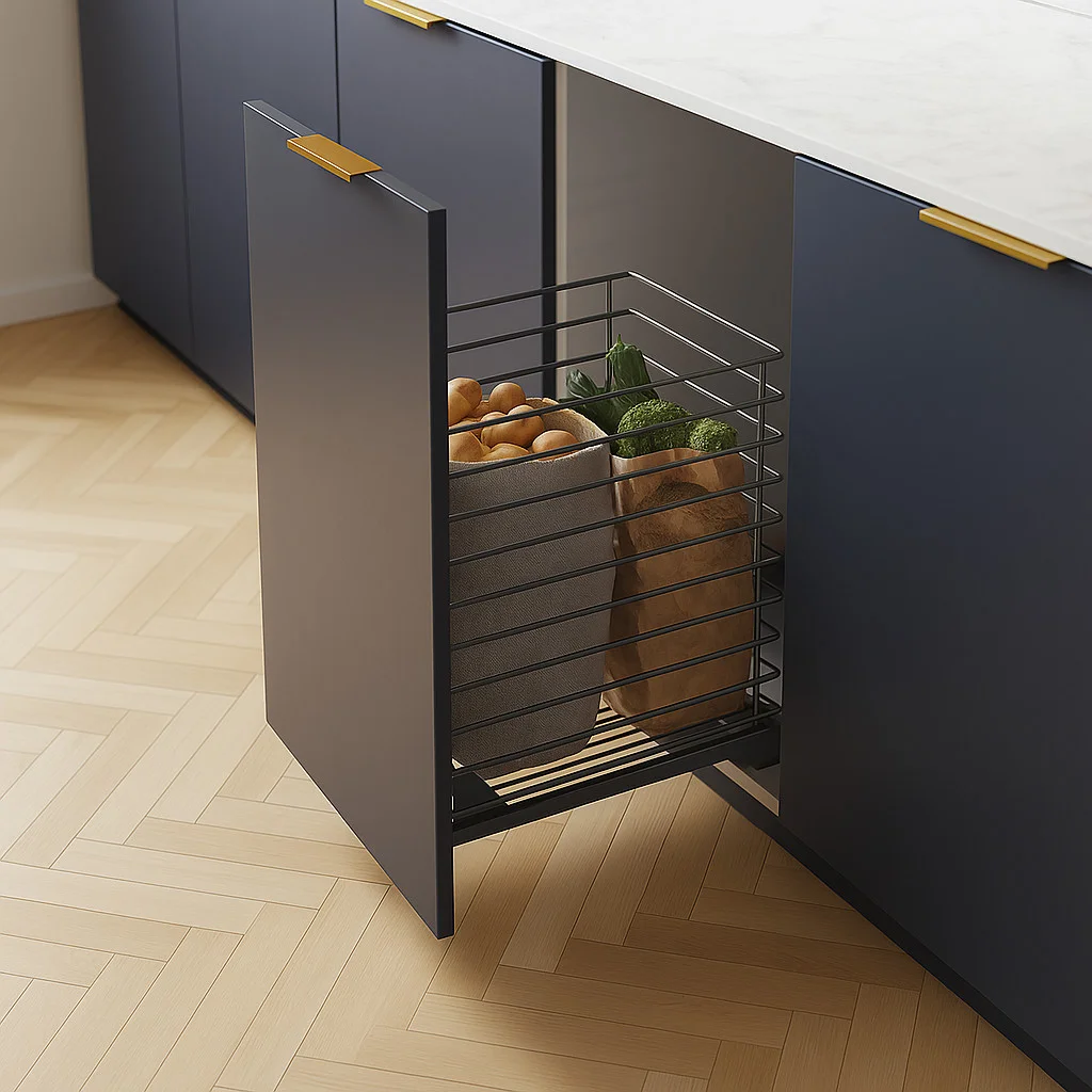 Unterschrankauszug Bodenmontage 1 Etage – 300/400/500/600 mm – Soft-Close Anthrazit – Bild 5