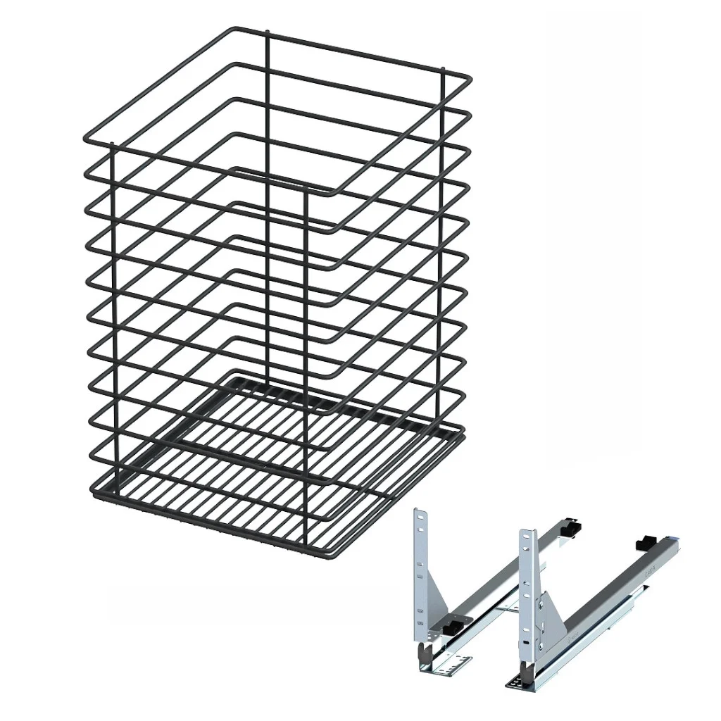 Unterschrankauszug Bodenmontage 1 Etage – 300/400/500/600 mm – Soft-Close Anthrazit – Bild 3