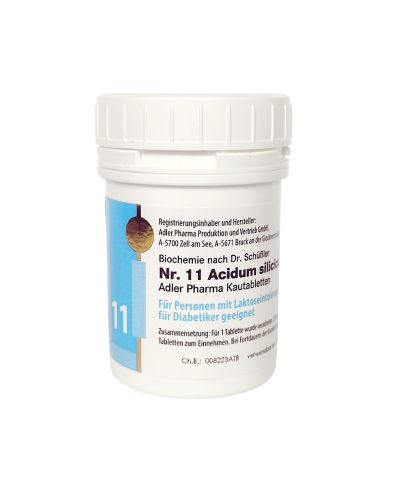 Schüßler Salz Kautabletten Adler Pharma Nr. 11 Silicea D12 (Salz der Struktur Bindegewebes, der Haut, Haare und Nägel) – 100 g