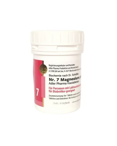 Schüßler Salz Kautabletten Adler Pharma Nr. 7 Magnesium phosphoricum D6 (Salz der Nervenentspannung und der Muskelleistung) – 100 g