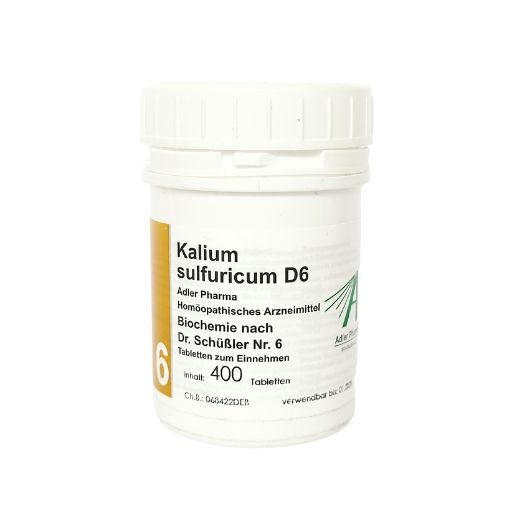 Schüßler Salz Adler Pharma Nr. 6 Kalium sulfuricum D6 (Salz des Zellstoffwechsels und der Pigmentierung) – 400 Stück – Bild 2