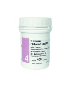 Schüßler Salz Adler Pharma Nr. 4 Kalium chloratum D6 (Salz der Schleimhäute und Drüsen) – 400 Stück