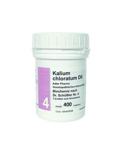 Schüßler Salz Adler Pharma Nr. 4 Kalium chloratum D6 (Salz der Schleimhäute und Drüsen) – 400 Stück