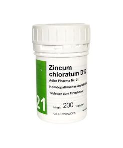Schüßler Salz Adler Pharma Nr. 21 Zincum chloratum D12 (Salz als Stoffwechselaktivator) – 200 Stück