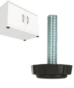 Stellfuß M6 höhenverstellbar – Schraubfuß mit Kunststofffuß Ø19 mm – 4er Set