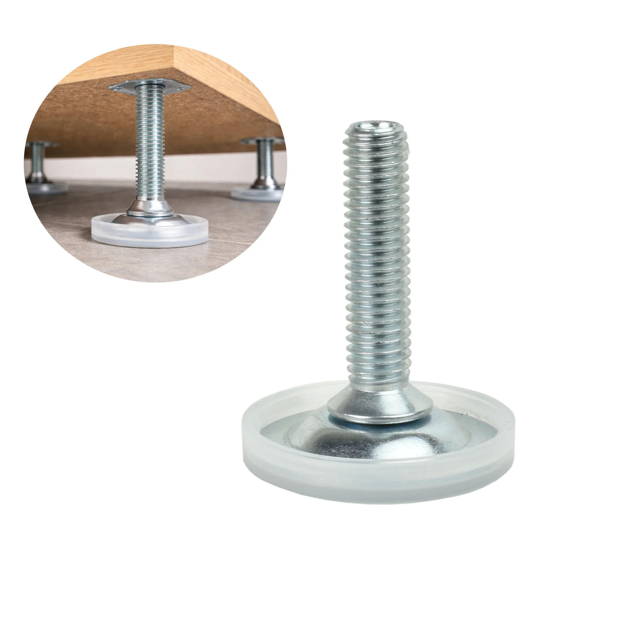 4x Stellfüße M8 höhenverstellbar M8x40 / M8x60 – SW4, Ø33 mm