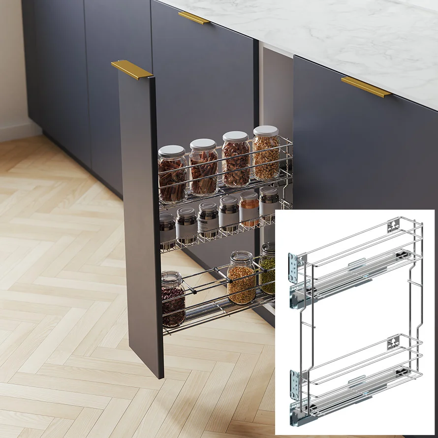 Unterschrankauszug 15 cm Soft-Close – 2 Etagen, Chrom, montage rechts | Prima Online – Bild 9