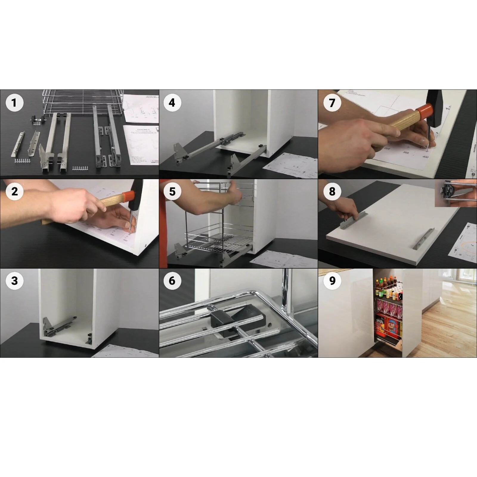 Unterschrankauszug 60 cm Soft-Close Chrom – Bodenmontage mit Bodenschienen 2 Etagen | Prima Online – Bild 9