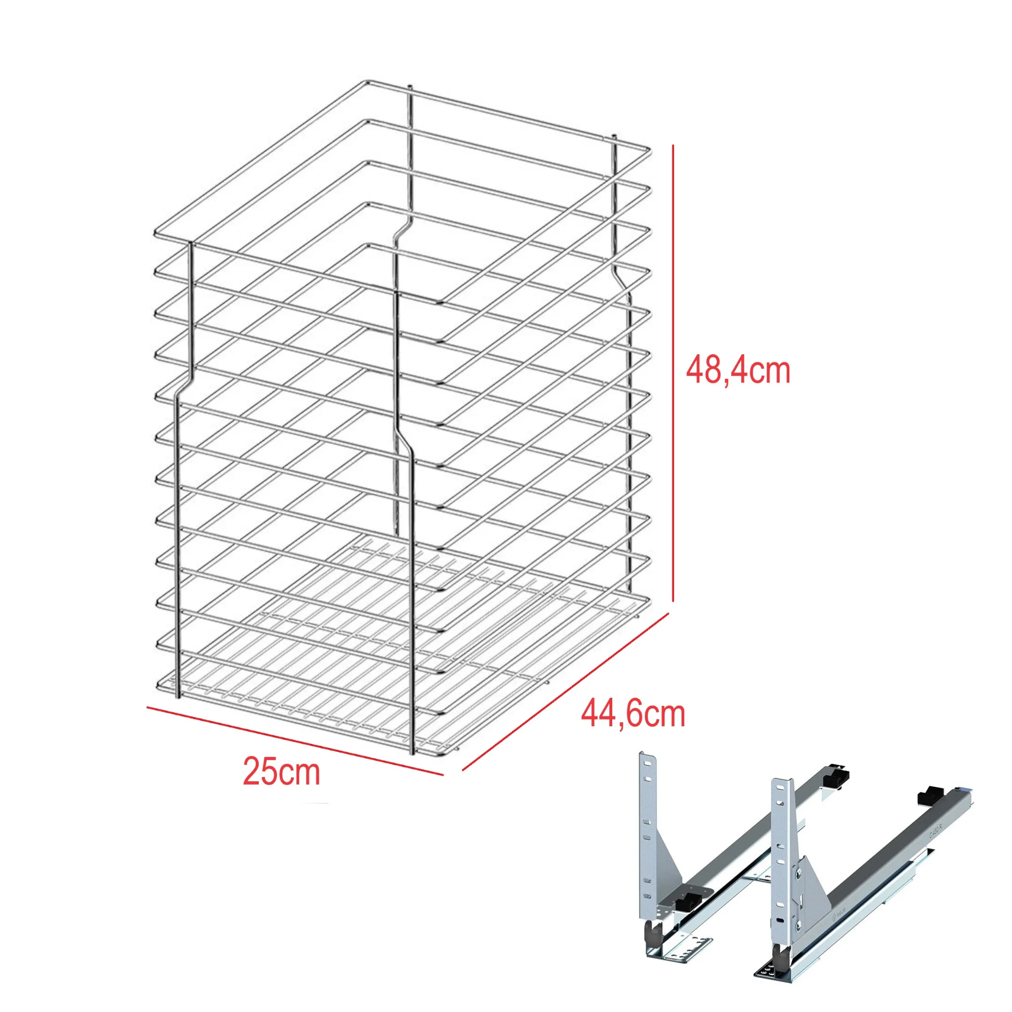 Unterschrankauszug 30 cm Soft-Close Vollauszug – 1 Etage, Chrom – Bild 5