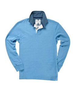 Classic Azure Blue 1871 Rugby Shirt – Denim Collar