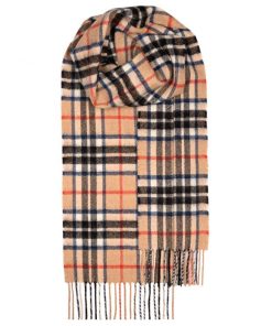 Thomson Camel Modern Tartan Lambswool Scarf
