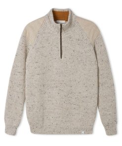Pullover,Foxton Zip Neck, Oatmeal