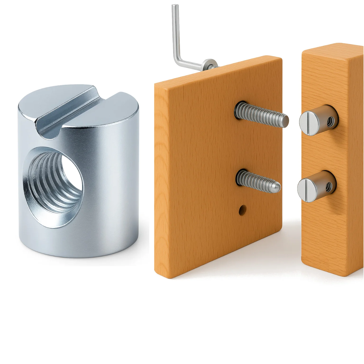 Quermutter M6 10×16 mm – Zylindermutter verzinkt, symmetrisch mit Schlitz – Bild 4