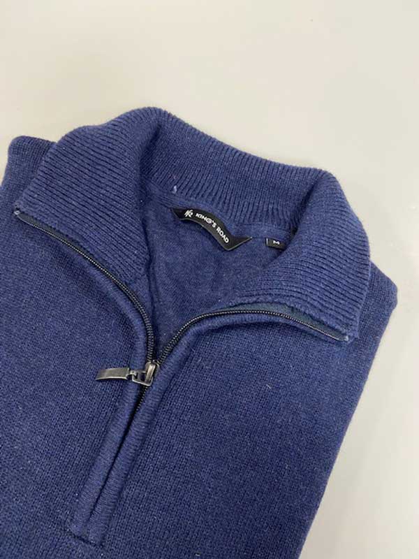 Katoenen trui met rits, blauw – Bild 3