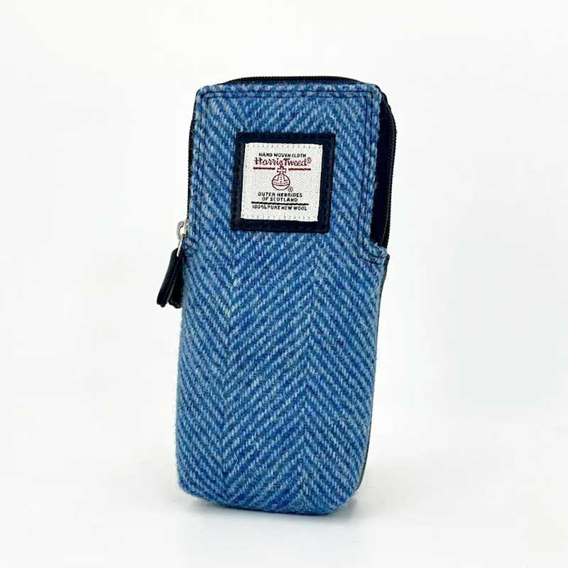 Doppelte Brillenhülle aus Harris Tweed in Himmelblau – Bild 3