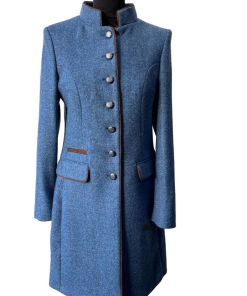 Tweed Damen Blazer, Lang, Blau