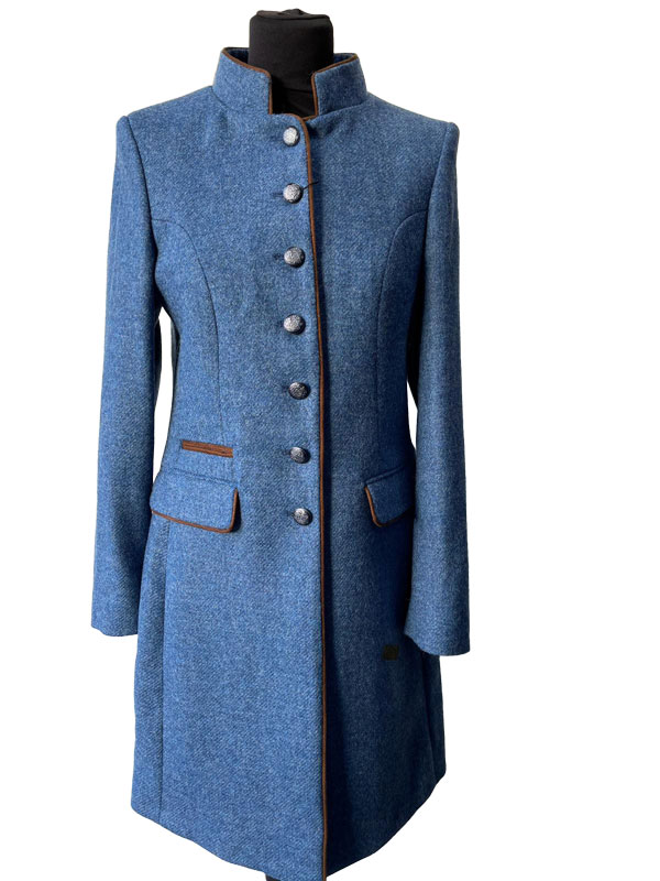 Tweed Damen Blazer, Lang, Blau – Bild 2