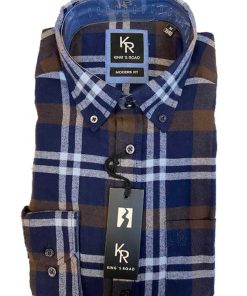 Shirt King’s Road, Blauw Bruin Ruit, Zware Flannel