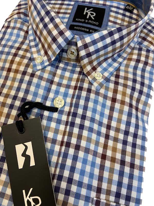 Flannel Shirt King’s Road, Blauw Bruin Blokje – Bild 3