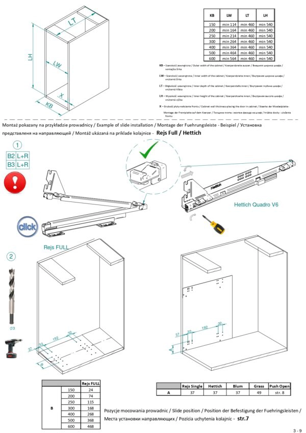 Unterschrankauszug Bodenmontage 1 Etage – 300/400/500/600 mm – Soft-Close Anthrazit – Bild 6
