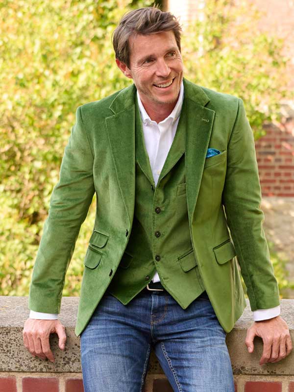 Wellington Herren Samt Sakko “London“ In Oliv